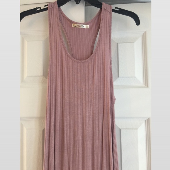 Mauve Ribbed Racerback Dress - Picture 2 of 3